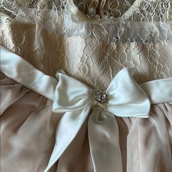Elegant Cream Lace Kids Formal Dress - Picture 3 of 5